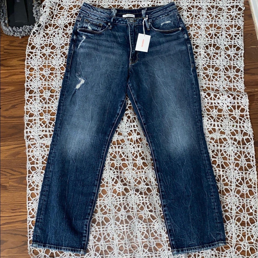 Good American Vintage New Distressed High Rise Straight Leg Jeans 12/31